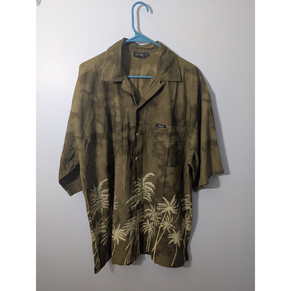 Revue Mens Tropical Jamaica Button Front Short Sleeve Vacation Shirt Size‎ XL